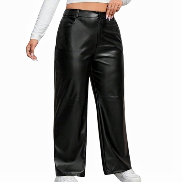 Marc New York - Faux Leather High Rise Straight Pants - Picture 1 of 15